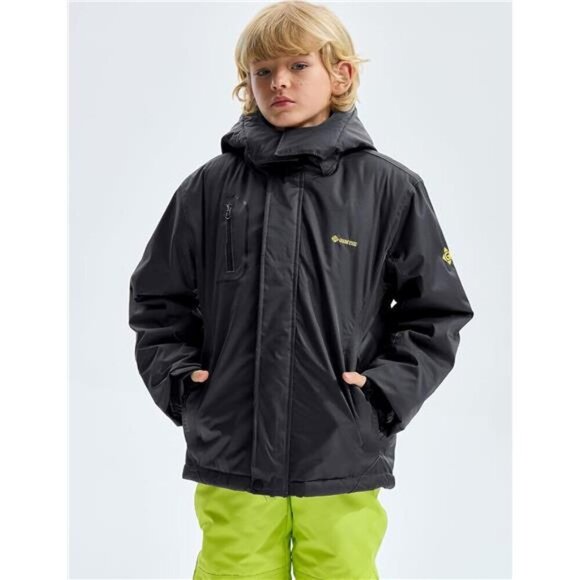 Boy's Waterproof Ski Snow Jacket Fleece Windproof Winter Jacket with Hood - Picture 2 of 7
